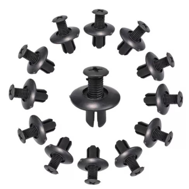 GENERICO - Pack 100u Clips Automotriz Broches Plástico De 7mm