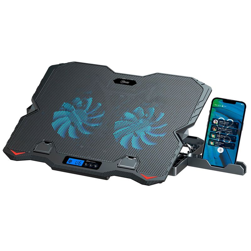 MICROLAB - Base Ventilador Notebook 16Pulg Aluminio 2 Fan Pantalla 9382