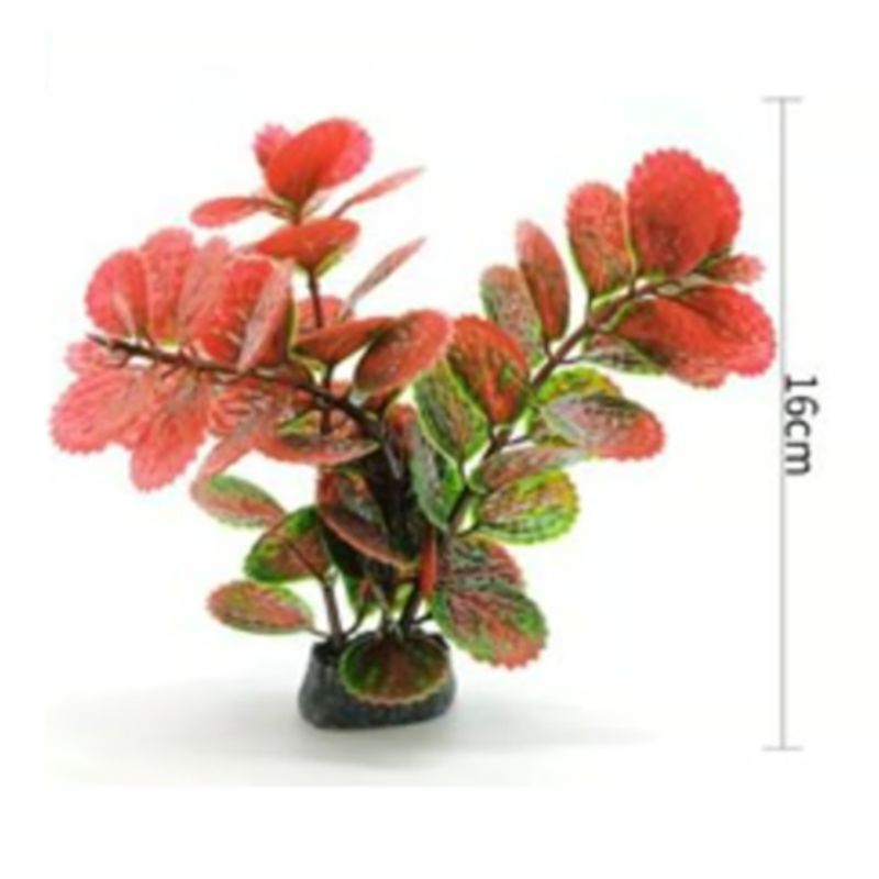 GENERICO - Planta Acuática Verde Decoración Rojo con Verde 16cm