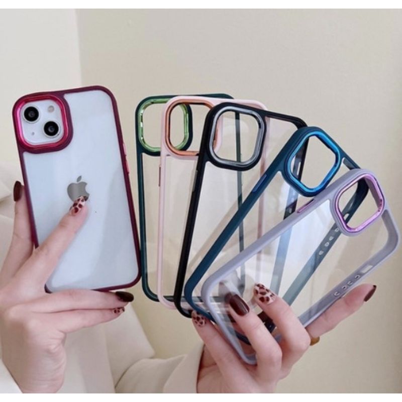 GENERICO - Carcasa Funda Iphone 15 Pro Transparente Borde Calidad Color Lila