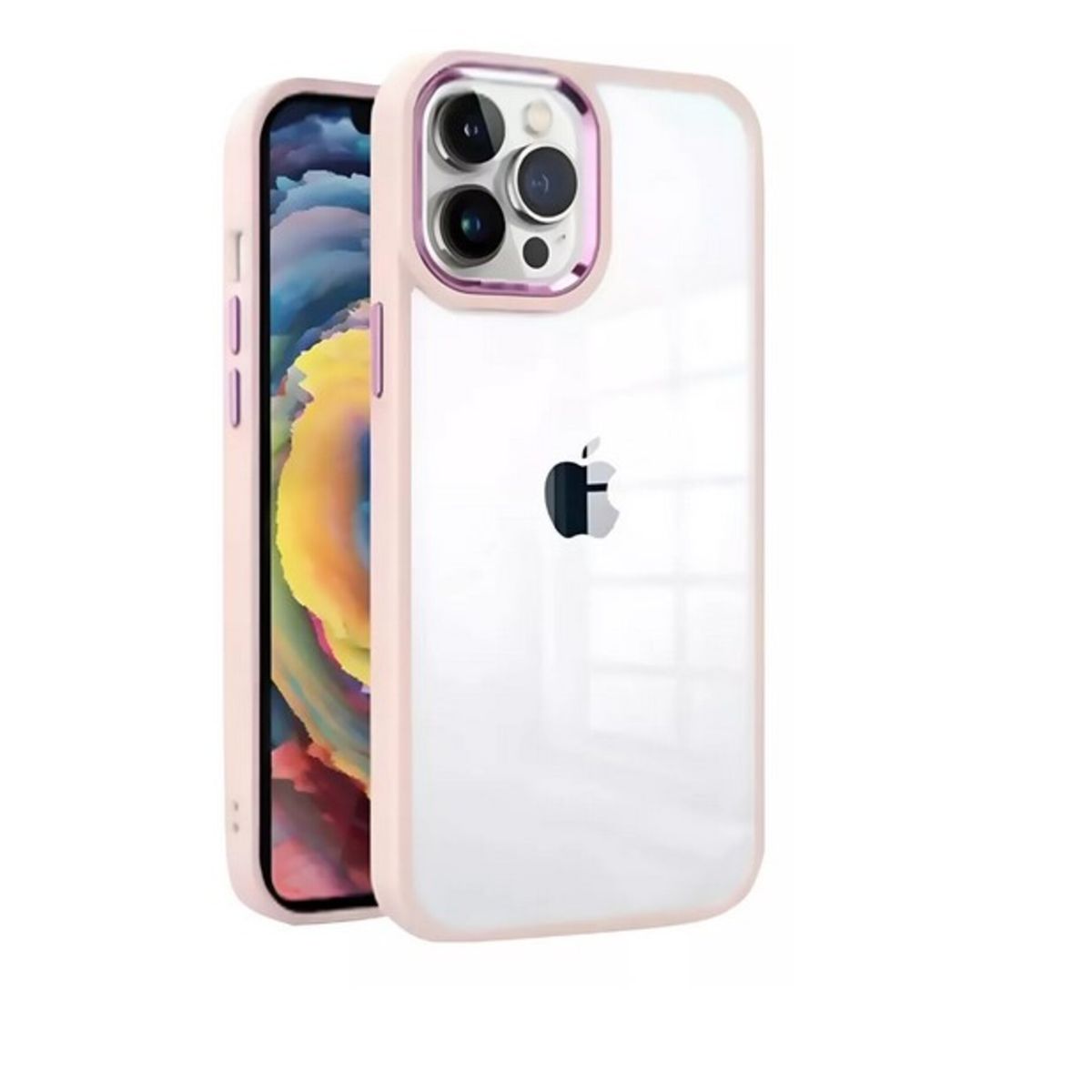 GENERICO - Carcasa Funda Iphone 15Pro Transparente Borde Calidad Color Damasco