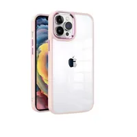 Carcasa Funda Iphone 15Pro Transparente Borde Calidad Color Damasco