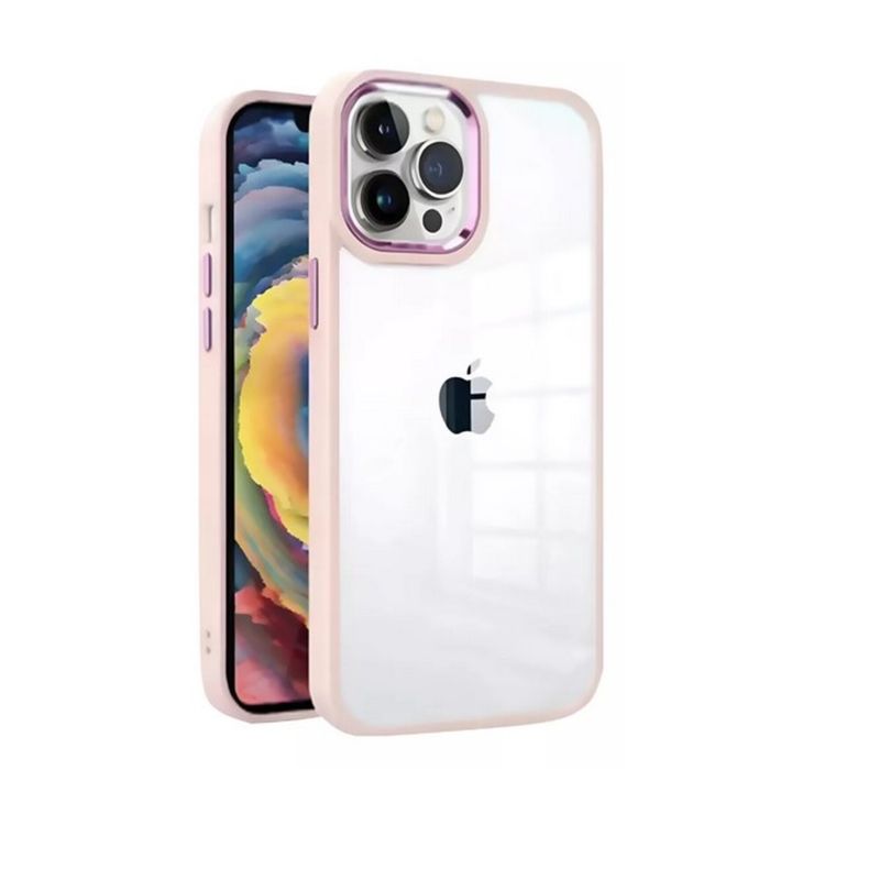 GENERICO - Carcasa Funda Iphone 15Pro Transparente Borde Calidad Color Damasco