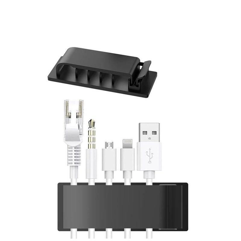 GENERICO - Organizador Cables 5 Canales Adhesivo 4pcs Pared Auto Escritorio