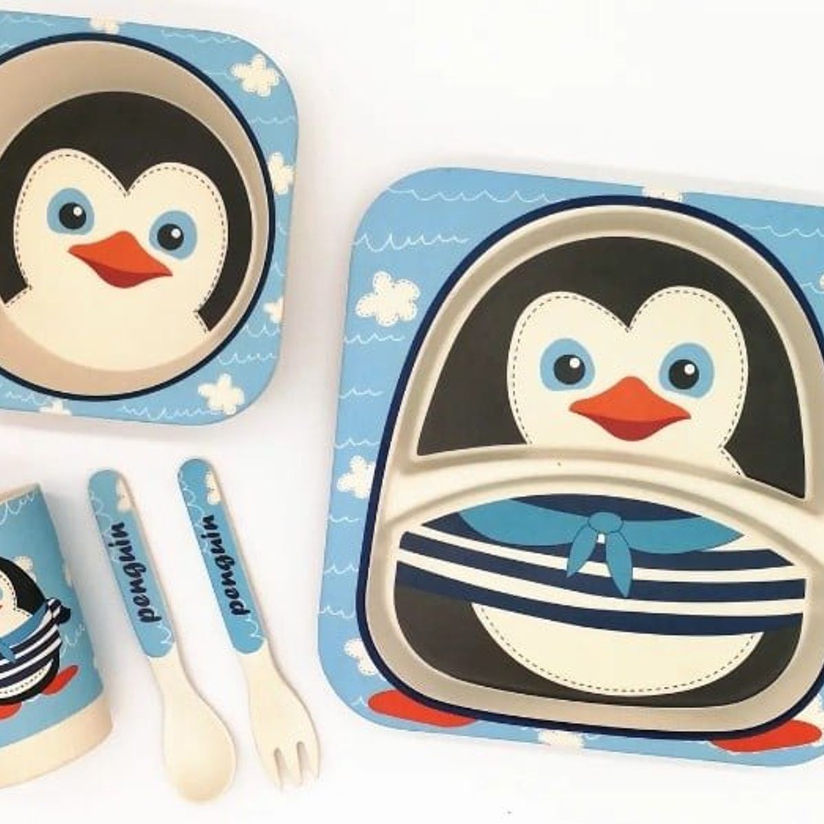 GENERICO - Set plato y cubiertos para bebé y niños 5unds