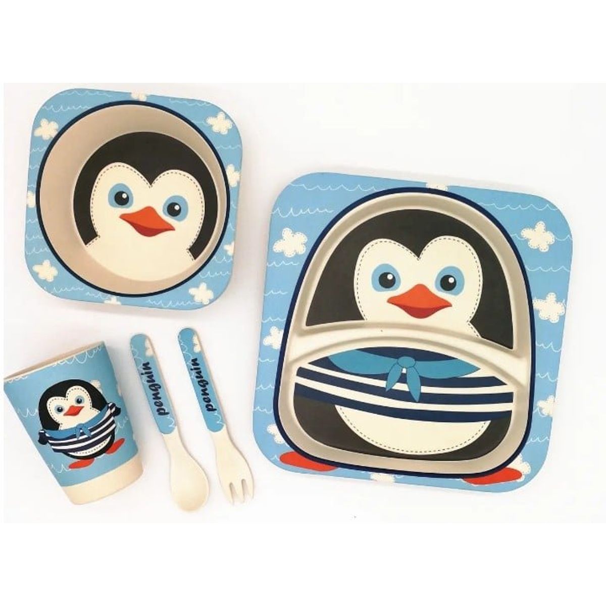 GENERICO - Set plato y cubiertos para bebé y niños 5unds