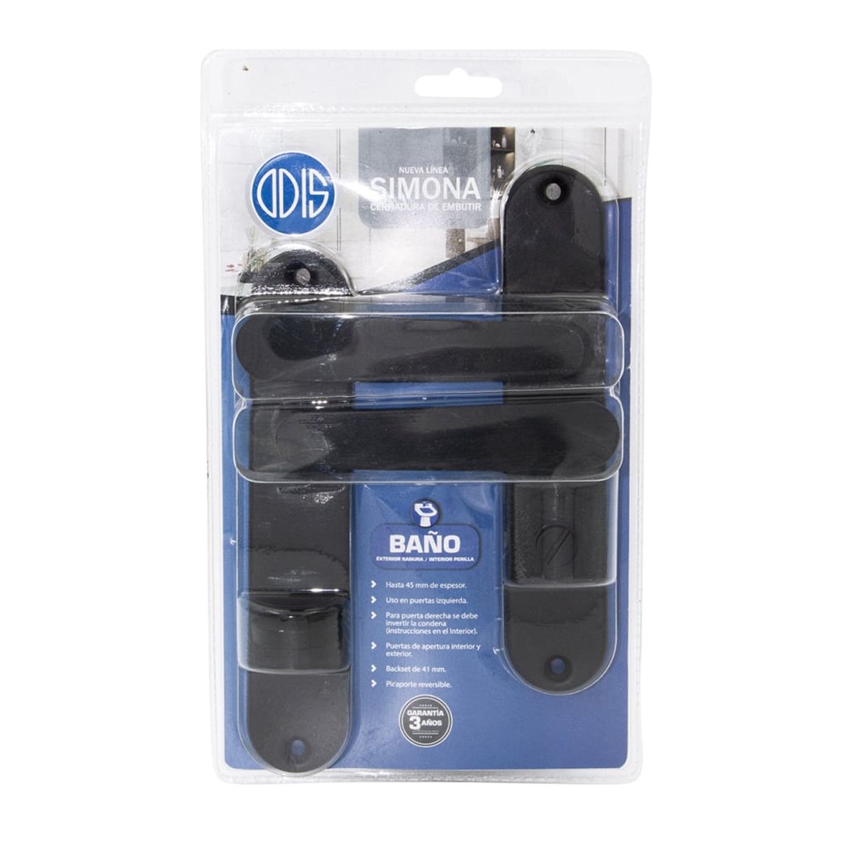 ODIS - Cerradura Embutir Odis Simona 7040 Set Baño Negra