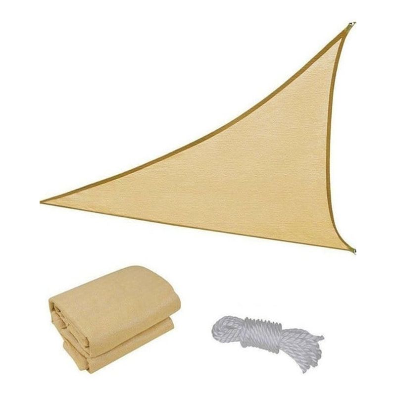 GENERICO - Lona Triangular Toldo Vela Malla Sombra Beige 2x2