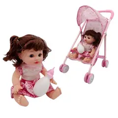OEM - Coche Bebe Simple Metalico con la muñeca incluida