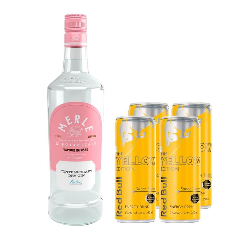 GENERICO - Pack Tropical Gin: Merle Contemporary + 4 Red Bull Yellow