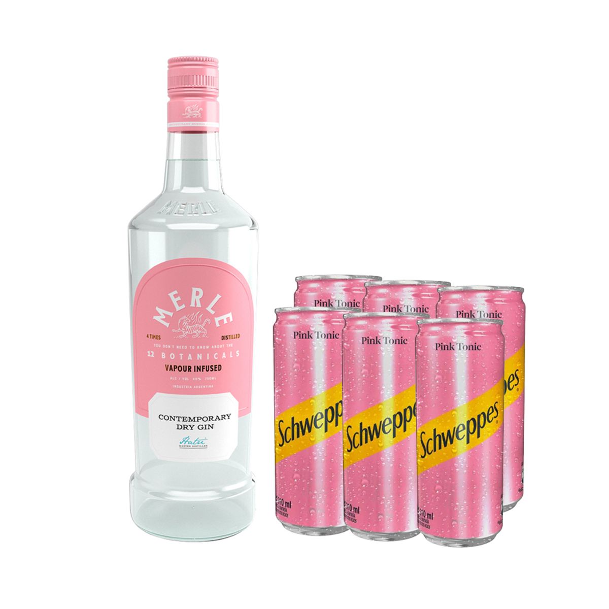 GENERICO - Gin Merle Contemporary 750cc + 6x Schweppes Pink Tonic 310cc