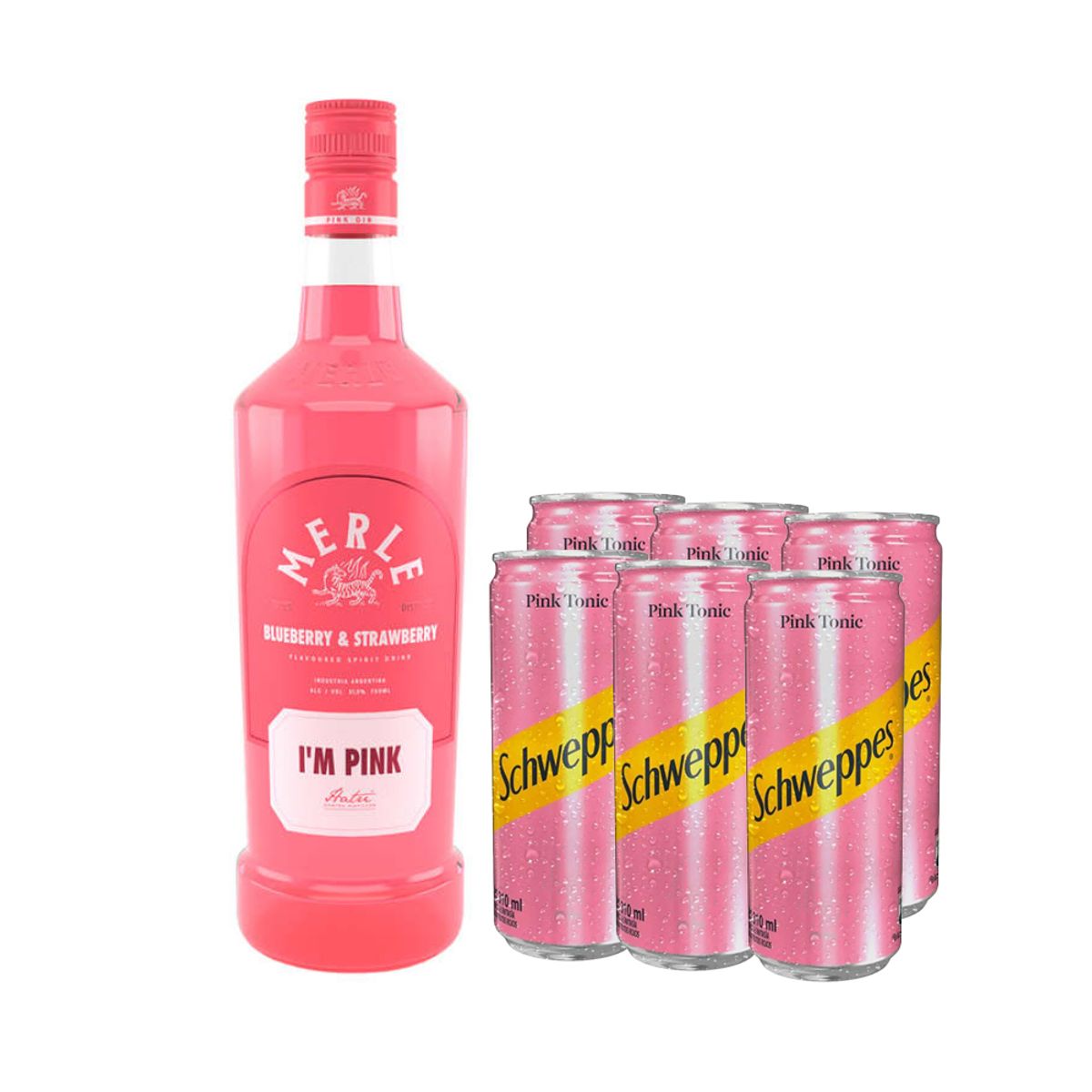GENERICO - Gin Merle I'M Pink 750cc + 6x Schweppes Pink Tonic 310cc