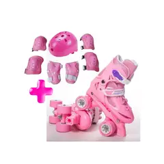 GENERICO - PATINES 4 Ruedas niña mas Kit De Protección Casco talla S 30 AL 33