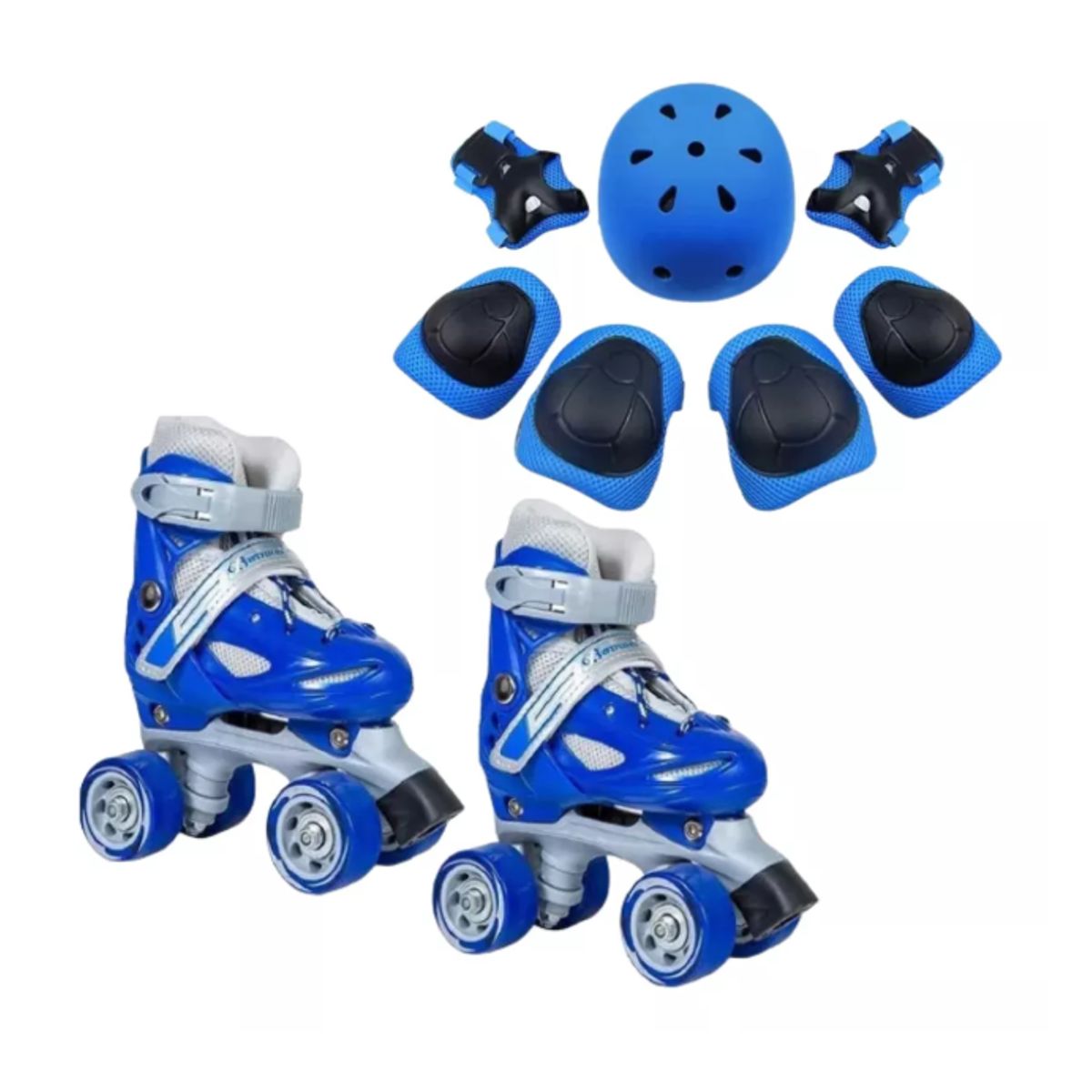 GENERICO - PATINES 4 Ruedas niña mas Kit De Protección Casco talla S 30 AL 33