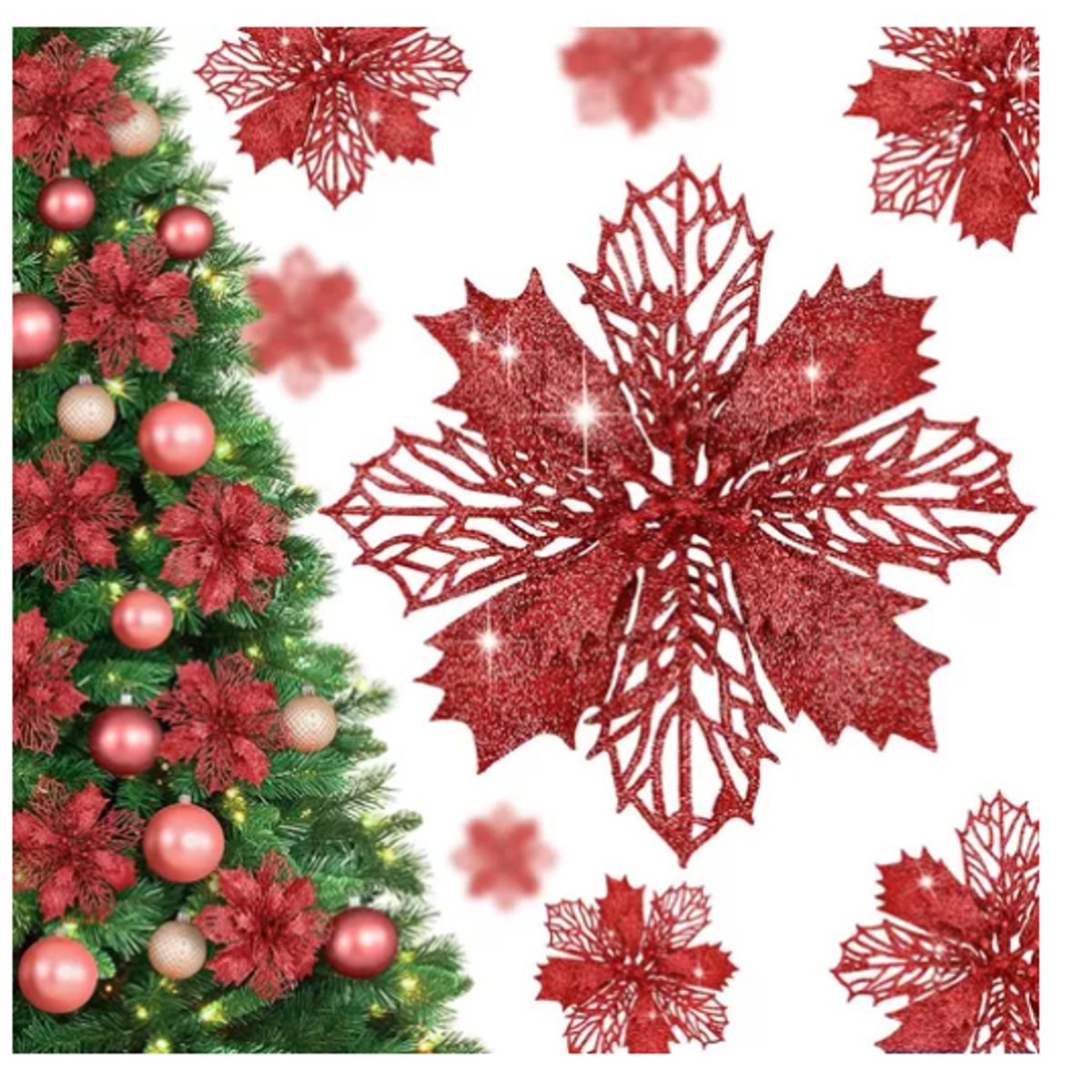 GENERICO - Flores Navideñas Artificiales Decoracion Arbol Navidad 20pcs