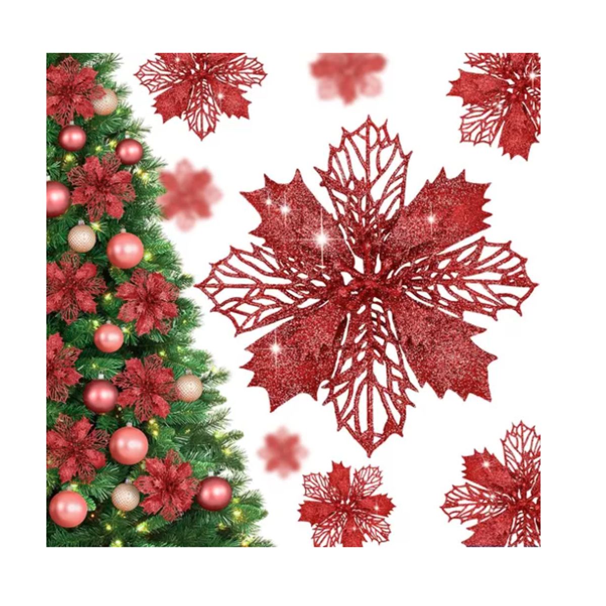 GENERICO - Flores Navideñas Artificiales Decoracion Arbol Navidad 20pcs