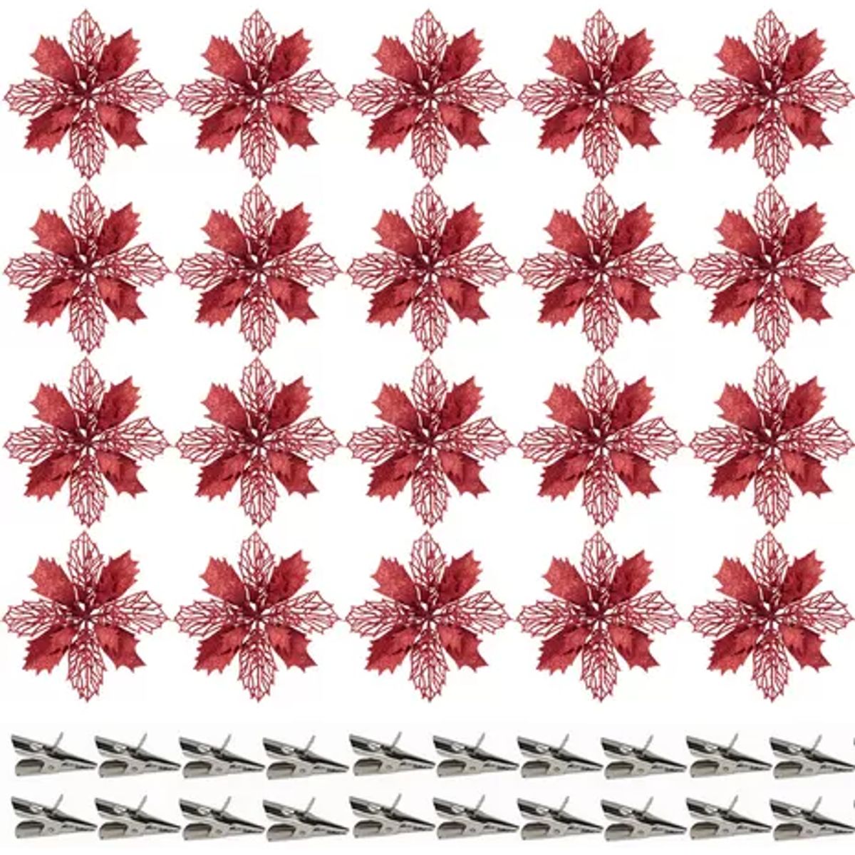 GENERICO - Flores Navideñas Artificiales Decoracion Arbol Navidad 20pcs