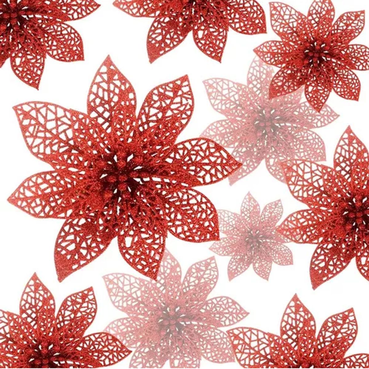 GENERICO - Flores Navideñas Artificiales Adornos Arbol Navidad 30 Pcs