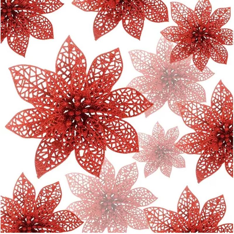 GENERICO - Flores Navideñas Artificiales Adornos Arbol Navidad 30 Pcs