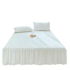 ANGELES DEL HOGAR - Faldones para Cama Lisos 2 Plaza Color Blanco