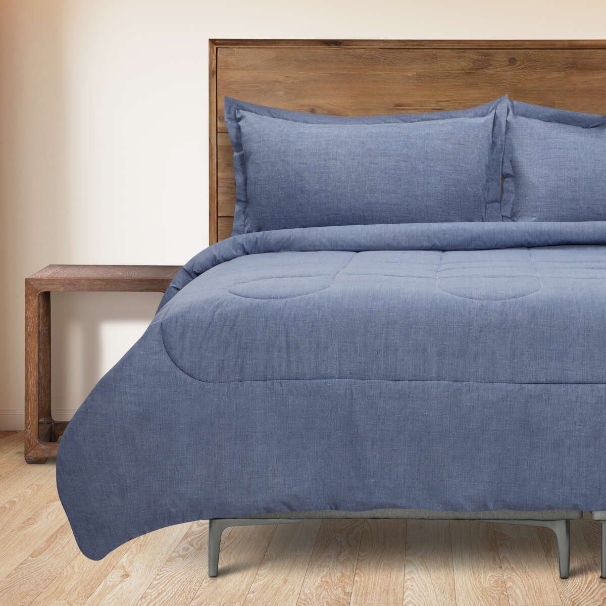 ROSEN - Plumón Unicolor Chambray Denim 2 Plazas