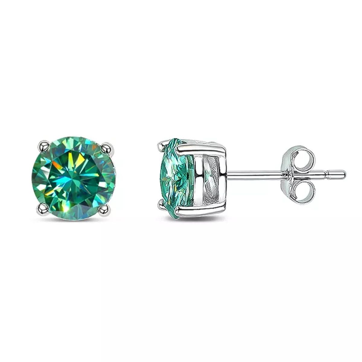 LUXURYJOYAS - Aros De Moissanita Oro Blanco 18kt sobre plata 4mm Certificado