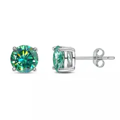LUXURYJOYAS - Aros De Moissanita Oro Blanco 18kt sobre plata 4mm Certificado