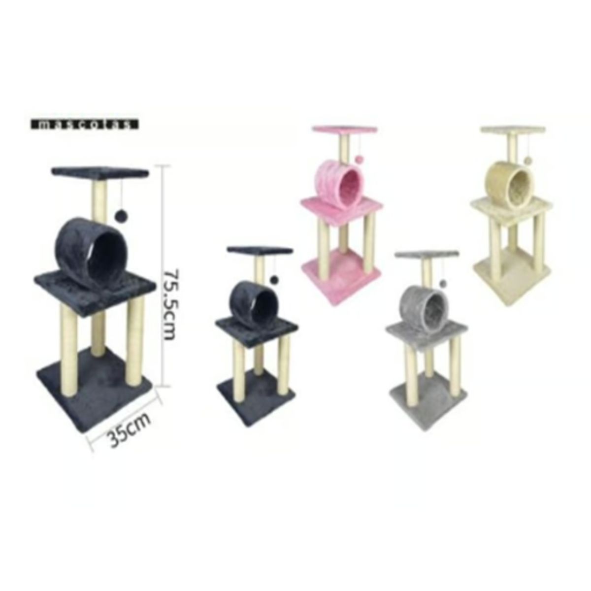 GENERICO - Torre Rascador Para Gato Árbol Juguete 75x35cm Rosa