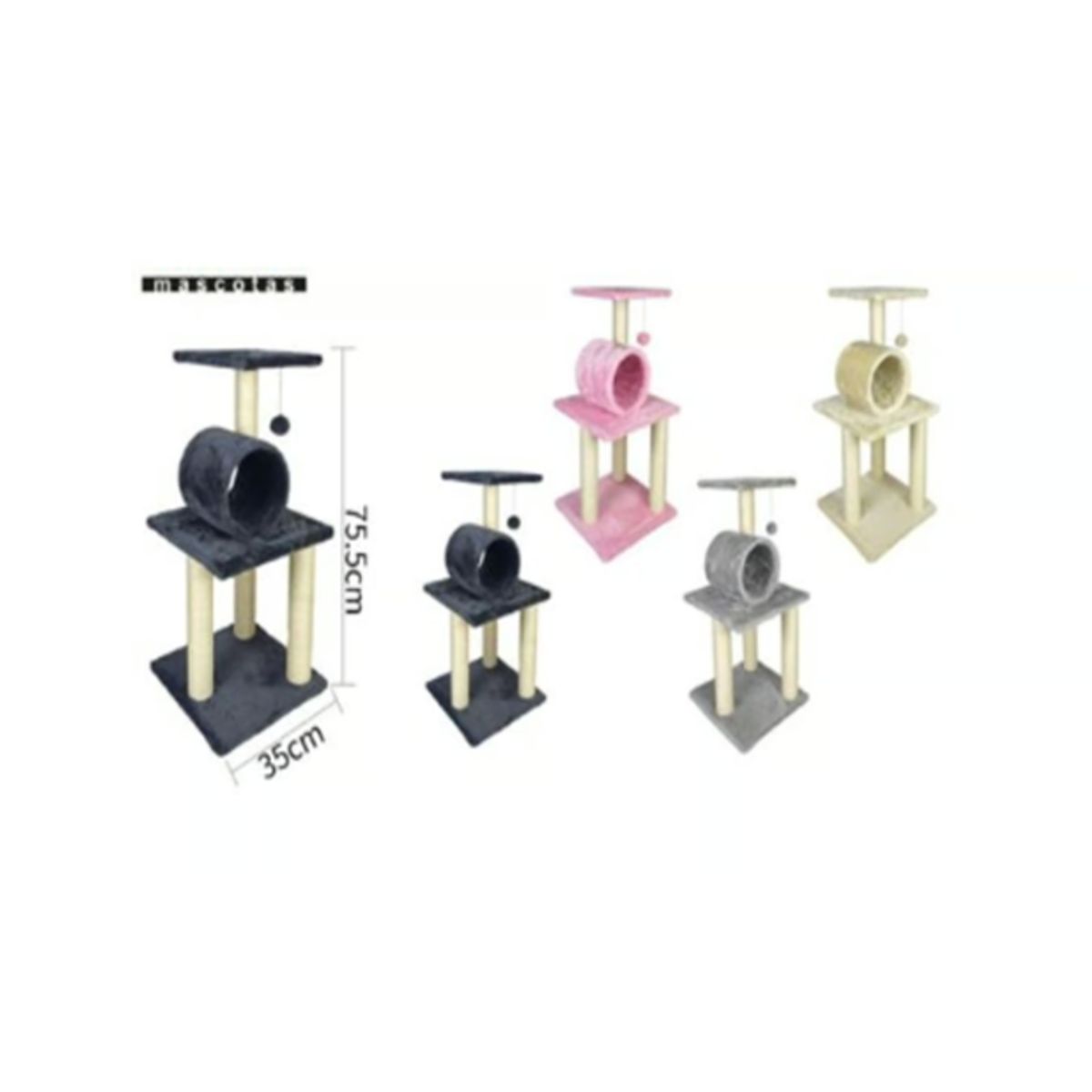 GENERICO - Torre Rascador Para Gato Árbol Juguete 75x35cm Rosa