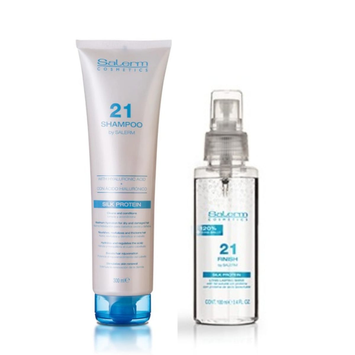 SALERM - Shampoo Salerm 21 Nutricion + Finish Brillo Profesional.-