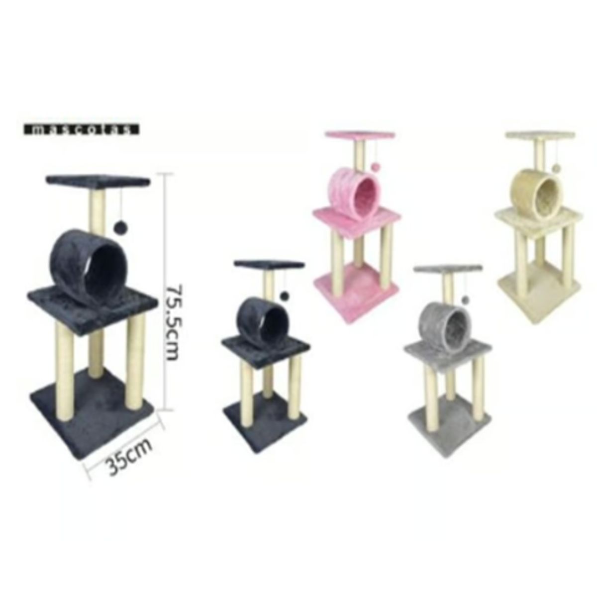 GENERICO - Torre Rascador Para Gato Árbol Juguete 75x35cm Negro