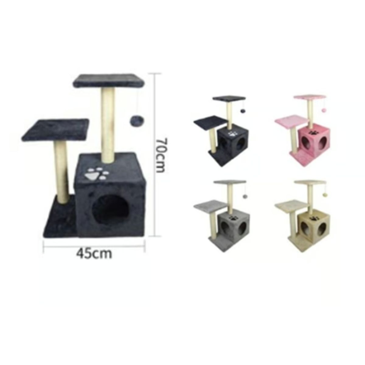 GENERICO - Torre Rascador Para Gato Árbol Juguete 70x45cm Beige