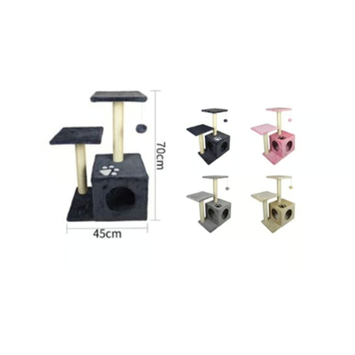 GENERICO - Torre Rascador Para Gato Árbol Juguete 70x45cm Beige