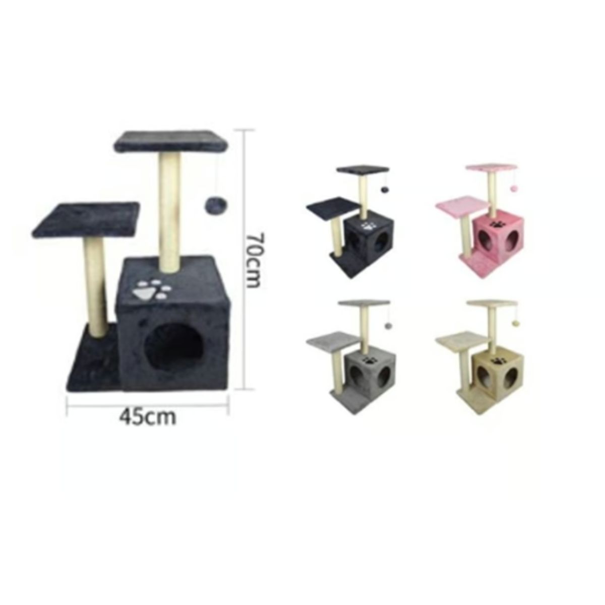 GENERICO - Torre Rascador Para Gato Árbol Juguete 70x45cm Rosa