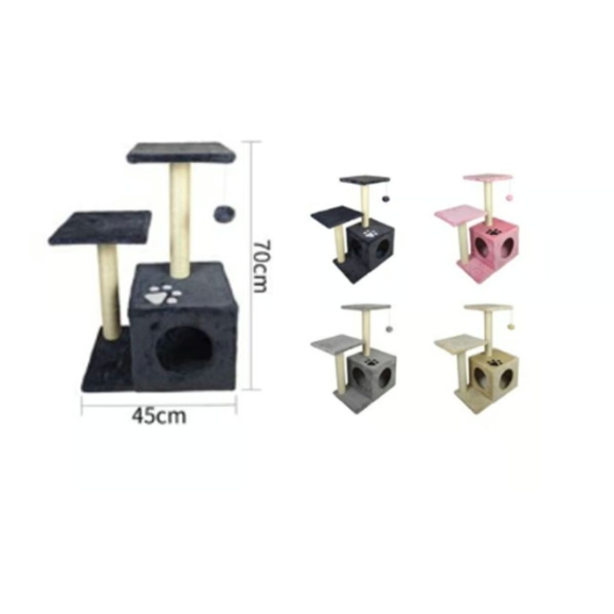 GENERICO - Torre Rascador Para Gato Árbol Juguete 70x45cm Rosa