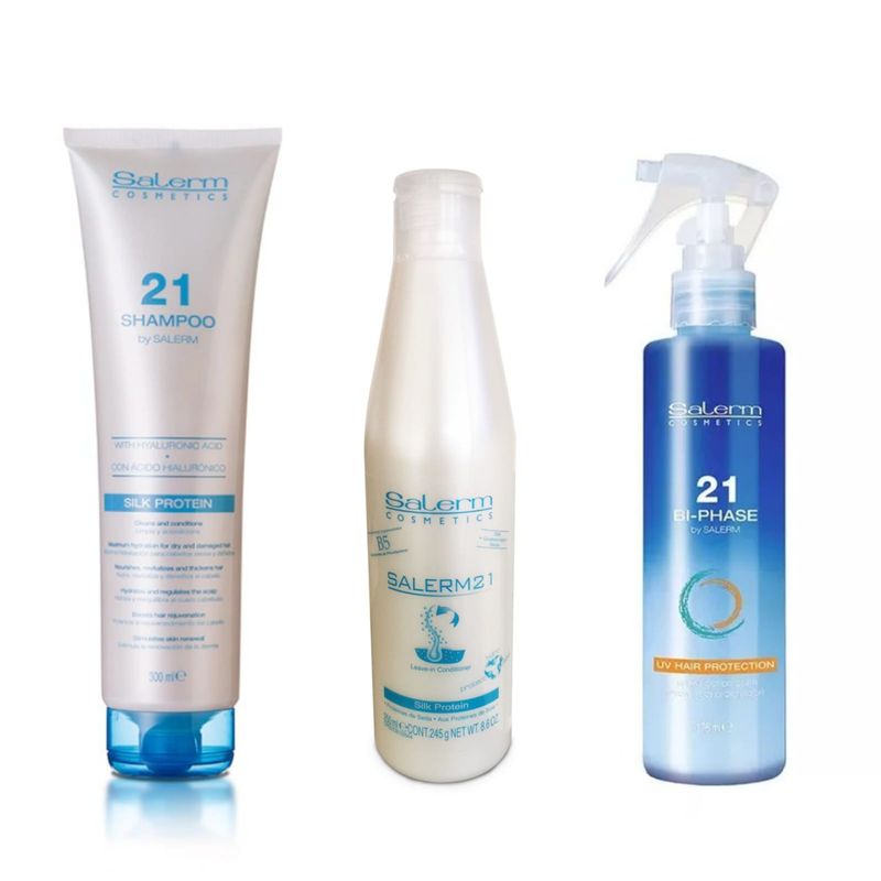 SALERM - Salerm Shampoo 21 + Acondicionador + Bi Phase Spray Brillo