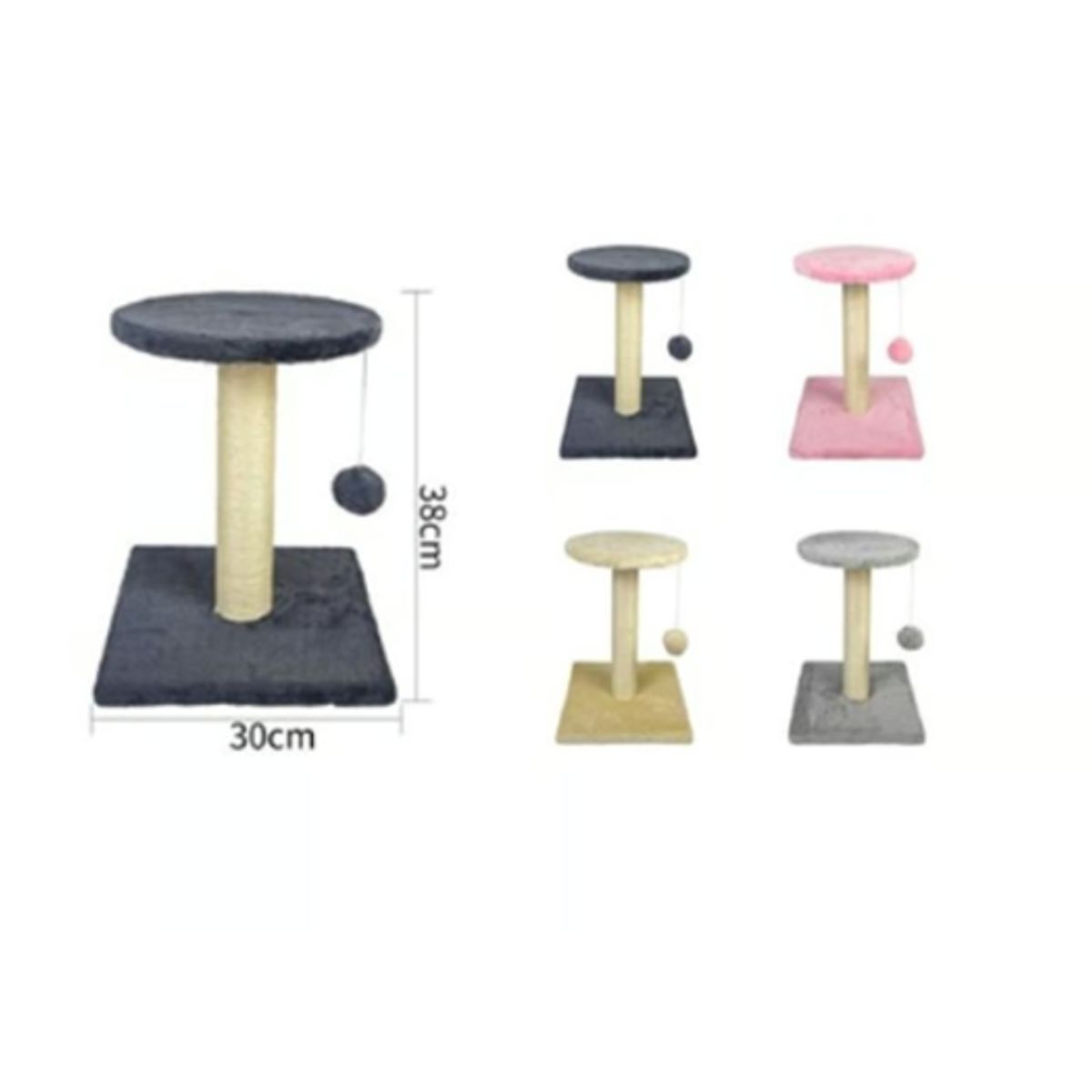 GENERICO - Torre Rascador Para Gato Árbol Juguete 38x30cm Gris