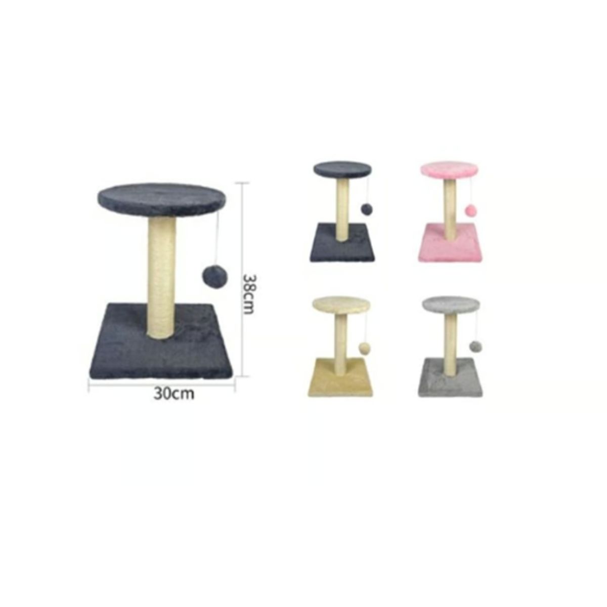 GENERICO - Torre Rascador Para Gato Árbol Juguete 38x30cm Gris