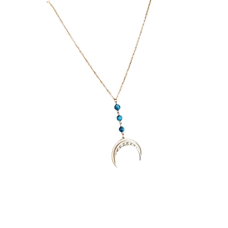 GENERICO - Collar Luna con Piedra natural Turquesa