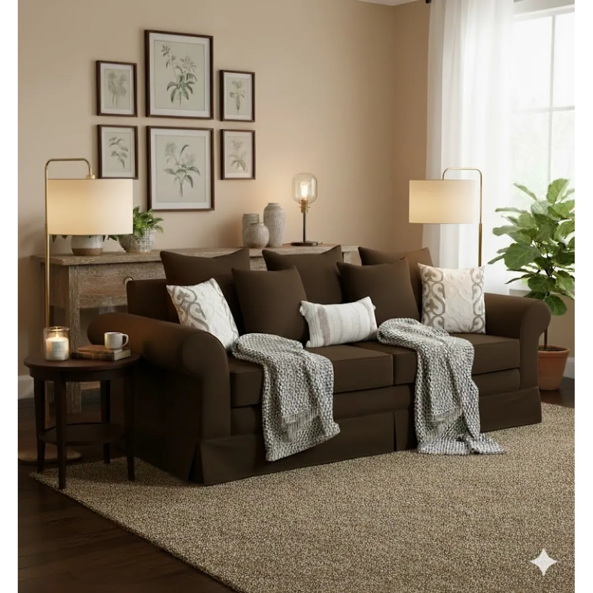 MUNDO LIVING - Sofa 3 cuerpos con asientos de Resortes Pocket Mambo cafe