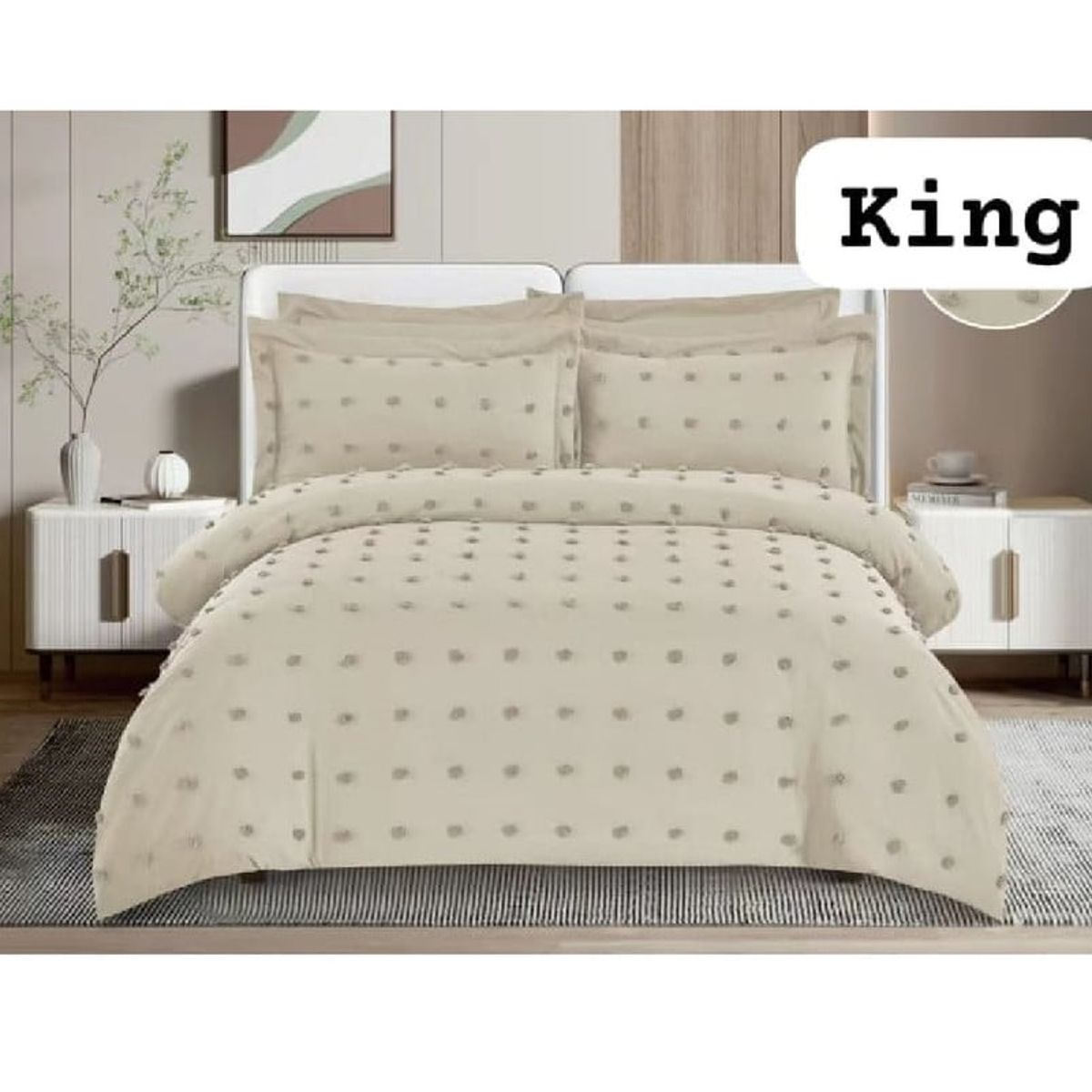 ANGELES DEL HOGAR - Cubrecama  De Verano Quilt Medida King Beige