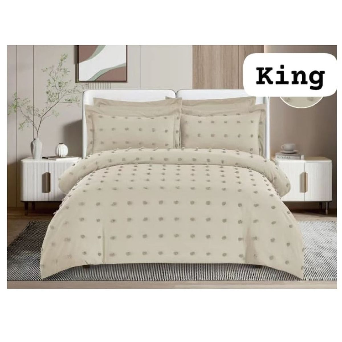ANGELES DEL HOGAR - Cubrecama  De Verano Quilt Medida King Beige