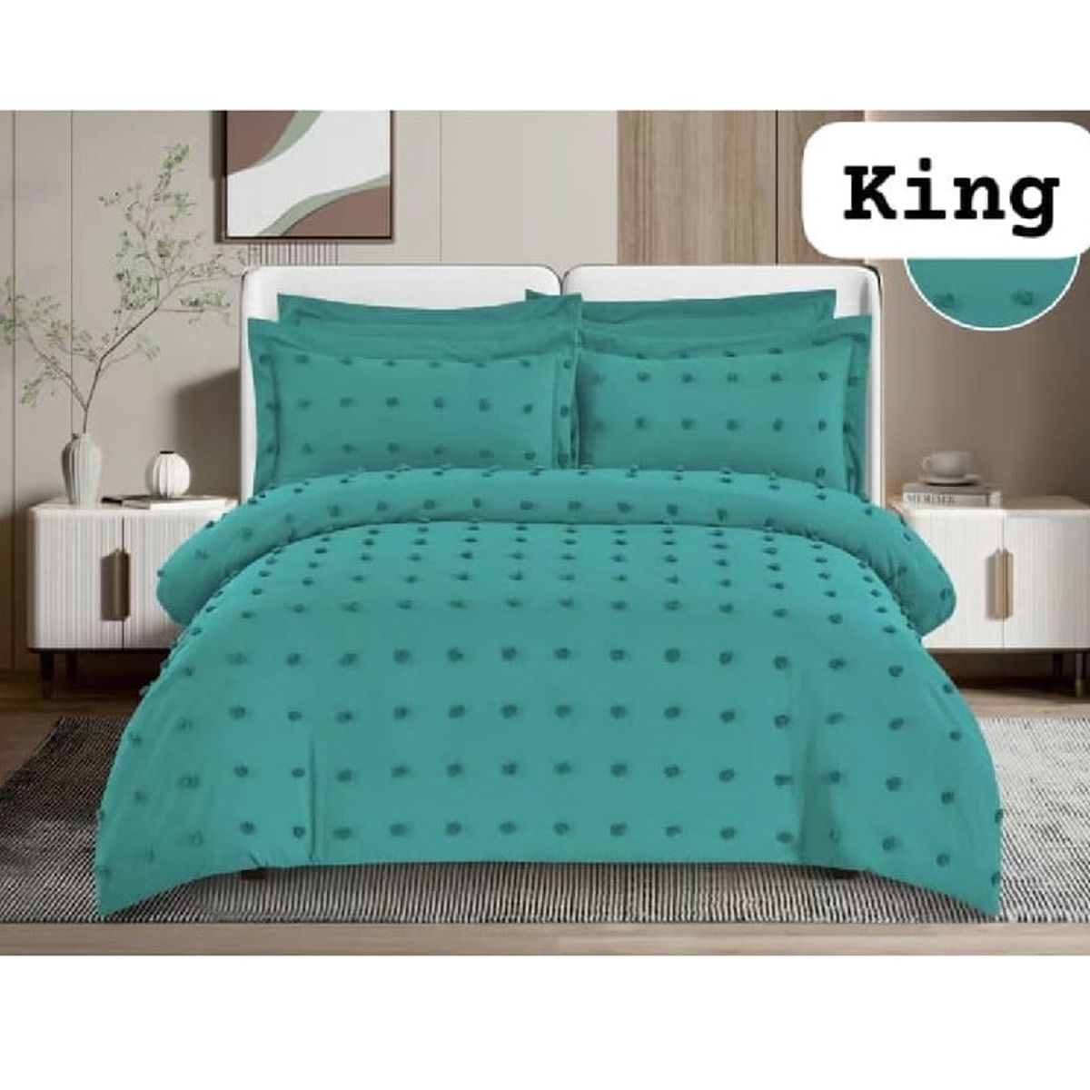 ANGELES DEL HOGAR - Cubrecama  De Verano Quilt Medida King Turquesa