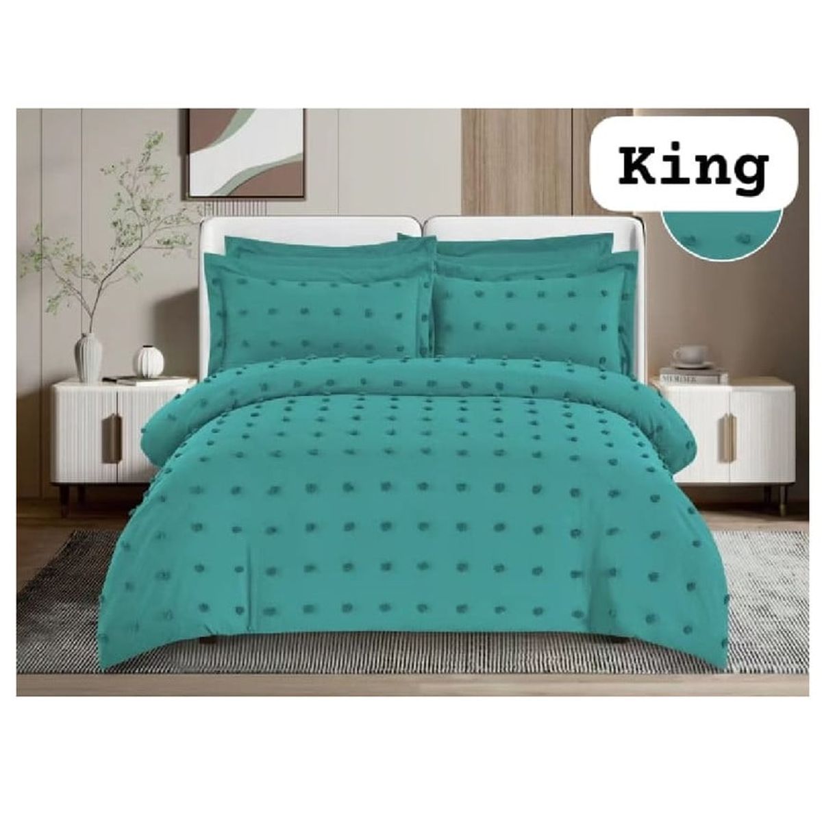 ANGELES DEL HOGAR - Cubrecama  De Verano Quilt Medida King Turquesa