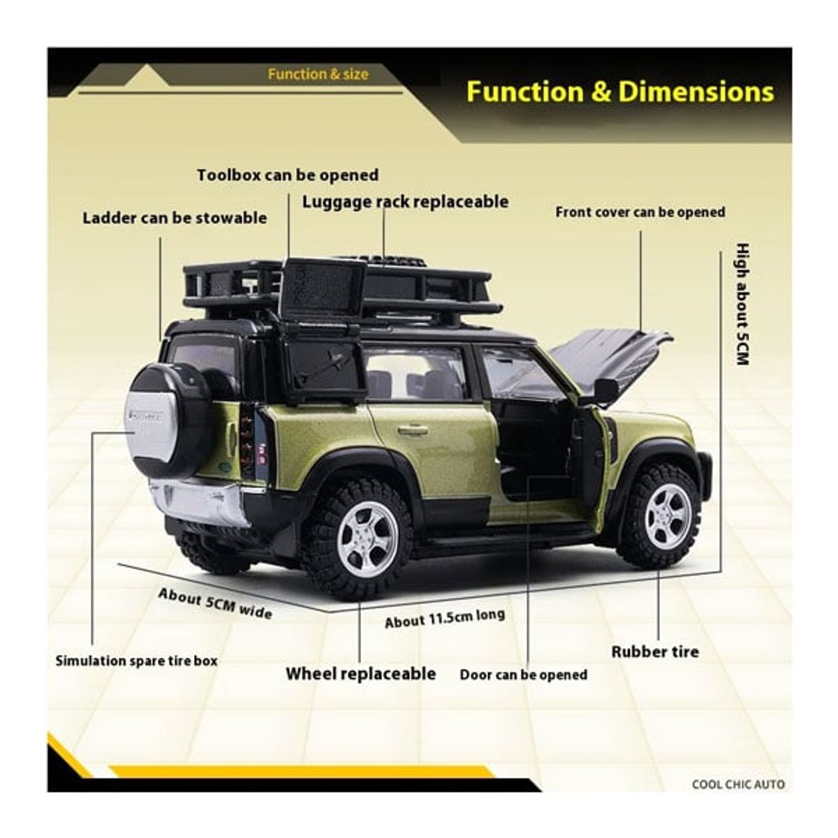 GENERICO - Auto CCA Escala 1:42 Land Rover Defender 110 Personalizable Color Verde