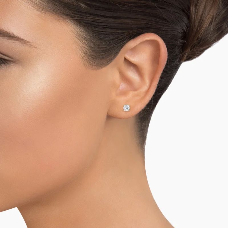 LUXURYJOYAS - Aros Moissanita Oro Blanco 18kt sobre plata 4mm Certificado