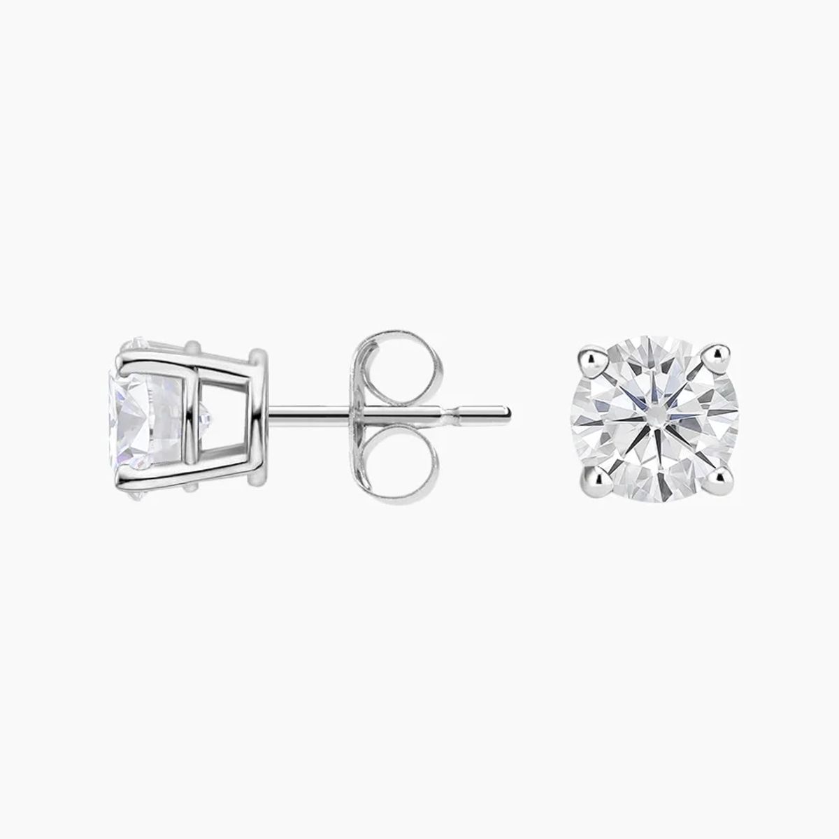 LUXURYJOYAS - Aros Moissanita Oro Blanco 18kt sobre plata 4mm Certificado