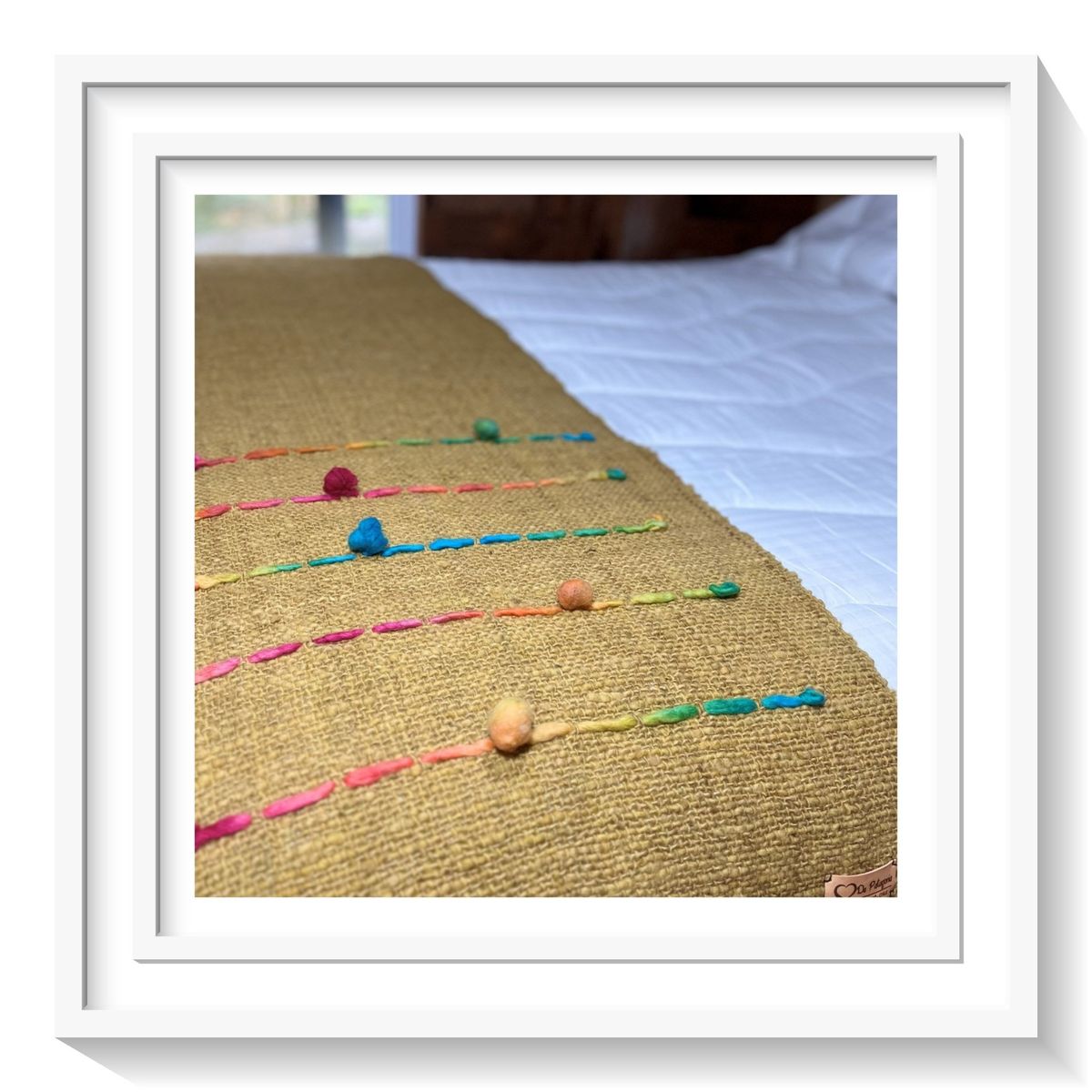 GENERICO - Piecera Patagónica Colibrí - Tejida en Telar Lana de Oveja 100% Natural