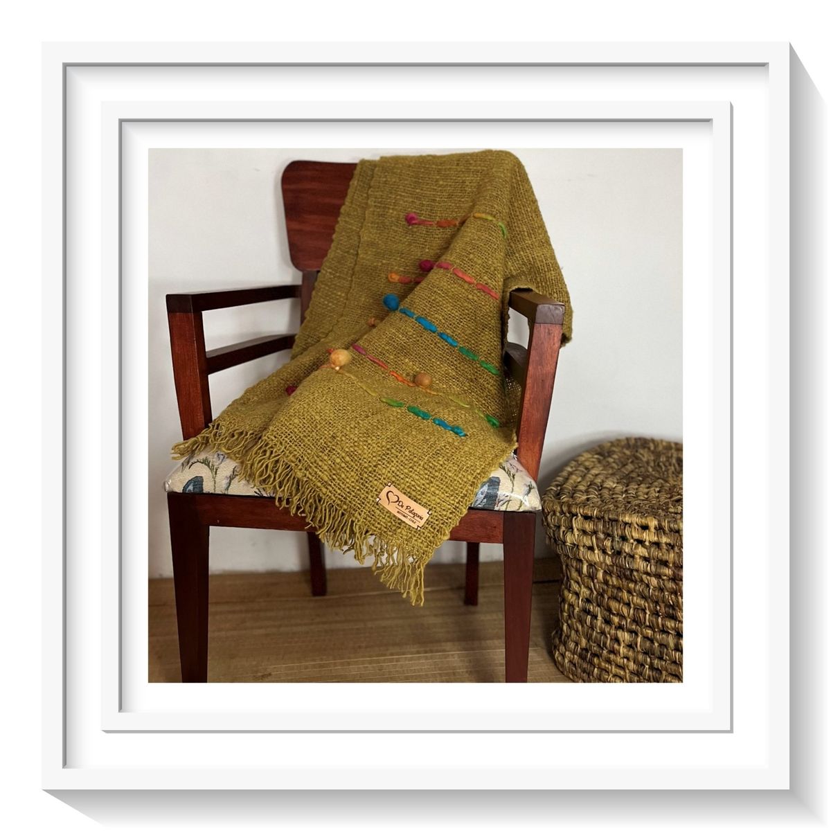 GENERICO - Piecera Patagónica Colibrí - Tejida en Telar Lana de Oveja 100% Natural