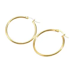 LUXURYJOYAS - Aretes Aros De Argolla De OroAmarillo De18 Kt